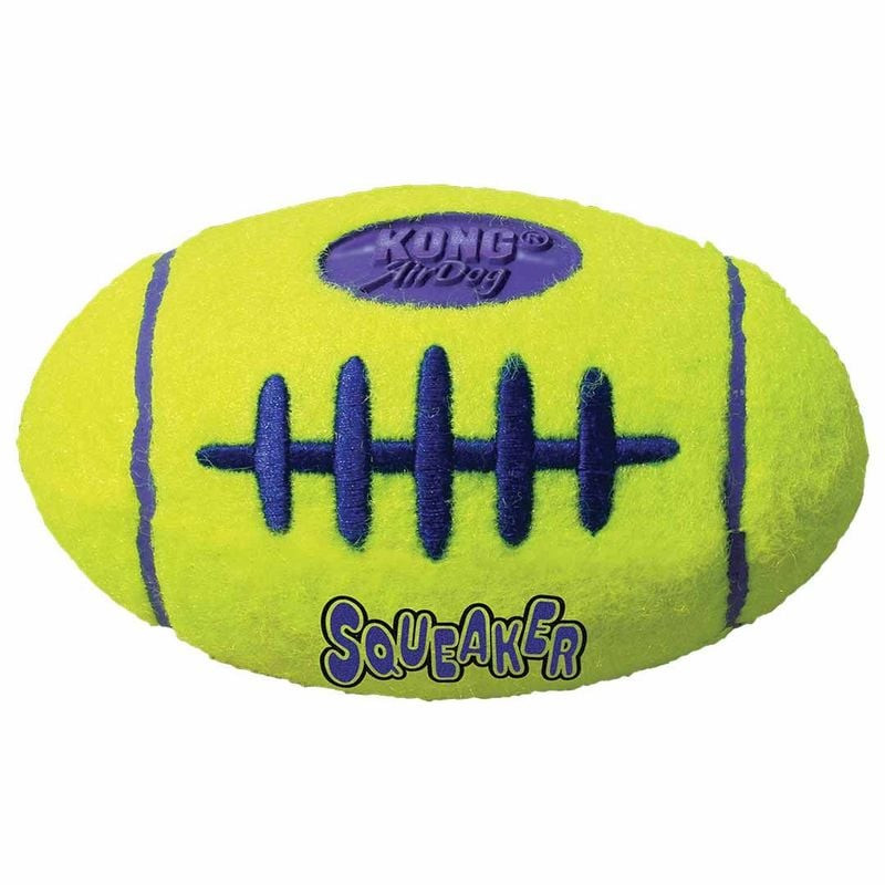 Packshot du Jouet à couiner KONG Air Squeaker Football S pour chien, jouet sonore jaune pour petit c