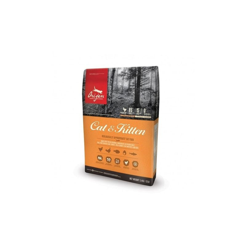 Packshot du sac de croquettes Orijen Original pour chat et chaton saveurs multiples, 5,4 kg.