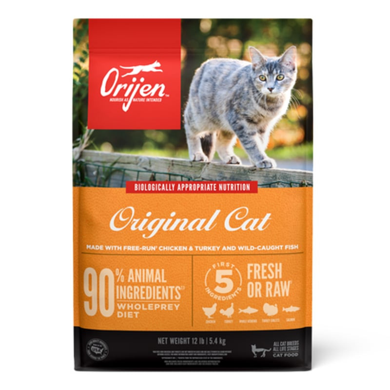 Sac de croquettes ORIJEN Original pour chat et chaton - vue de face montrant le nom du produit et un