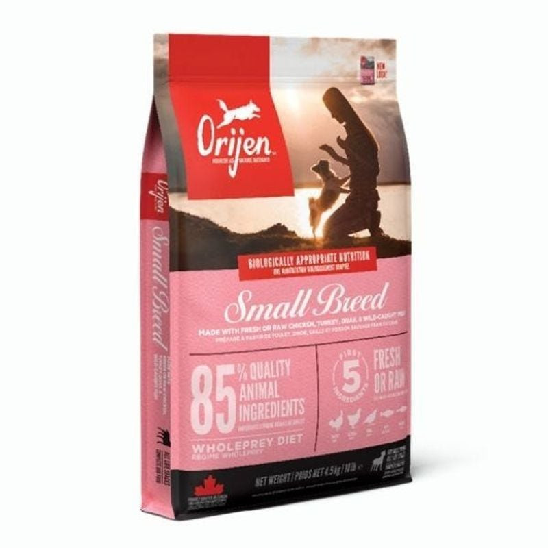 Packshot du sac de croquettes Orijen small breed volaille et poisson 4,5 kg pour chiens de petite ra