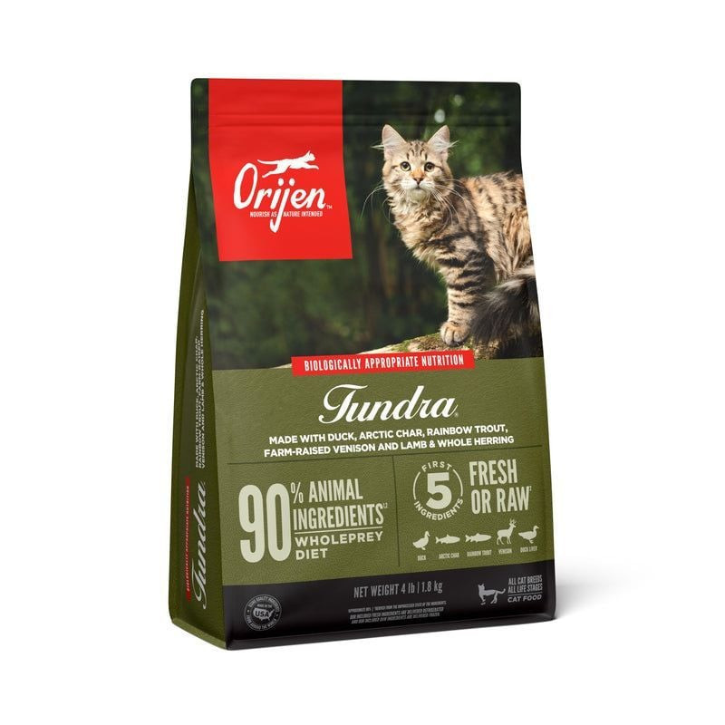 Sac de croquettes ORIJEN 1966994 Tundra pour chat sur fond blanc, emballage produit.
