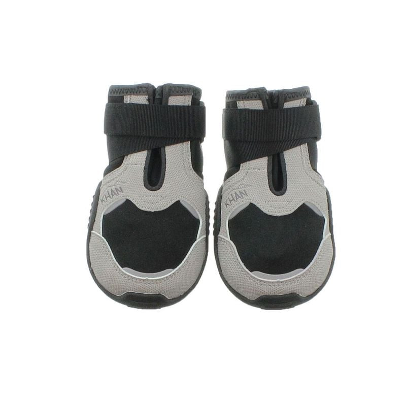 Paire de bottes pour chien I-DOG Khan Pad N'Polar 50mm noir/gris avec brides ajustables.