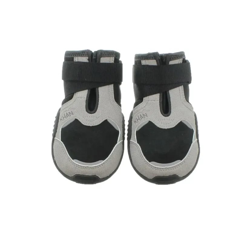 Paire de chaussures chien I-DOG Khan Pad N'Polar 45 mm noir face avant, avec dessus softshell gris, 