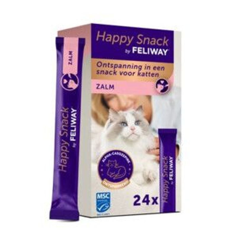 FELIWAY Le Happy Snack au saumon bâtonnet de friandise pour chats, vue latérale mettant en avant les