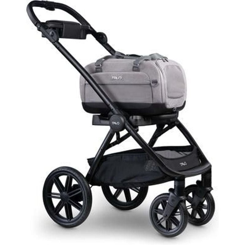 Adaptateur Tavo Pets 1116464 reliant le siège auto à la poussette Roscoe avec animal.