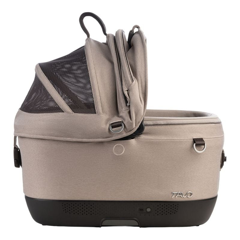 Vue arrière du siège auto Tavo Pets Maeve Iso5x Wind Fawn montrant le système ISOFIX intégré et la p