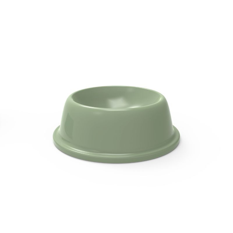 Bubimex green ceramic dog bowl 450ml on a clean background, elegant side view.