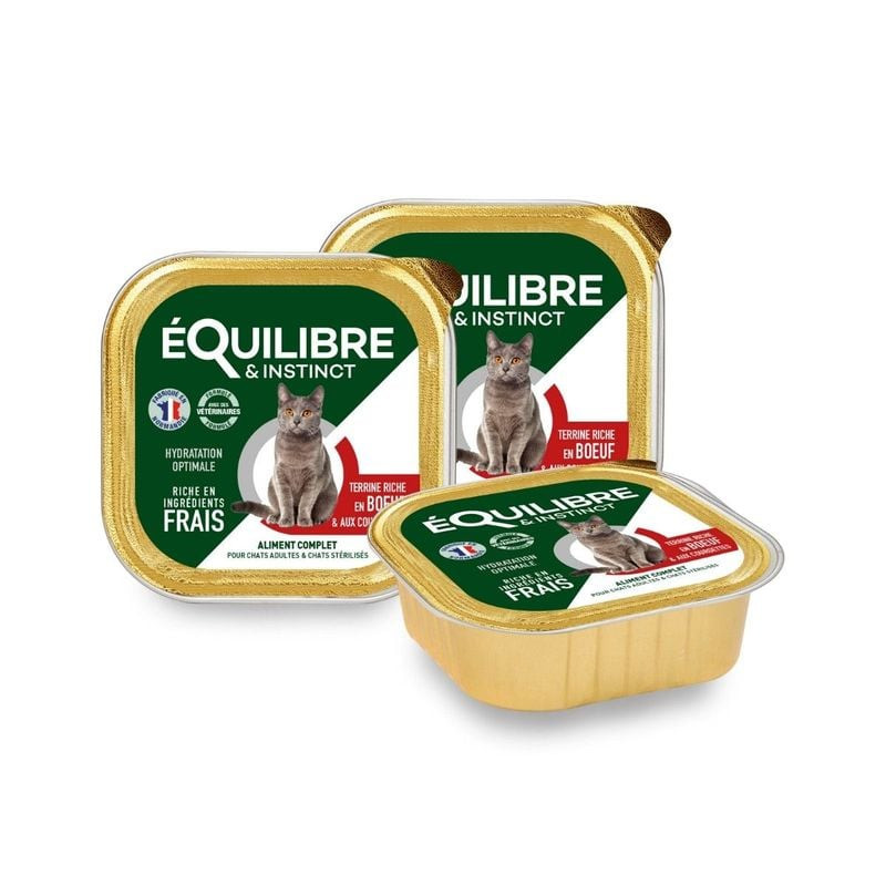 Vues angulaires multiples des plateaux Équilibre Instinct 1143668 terrine chat en vert et or, mettan