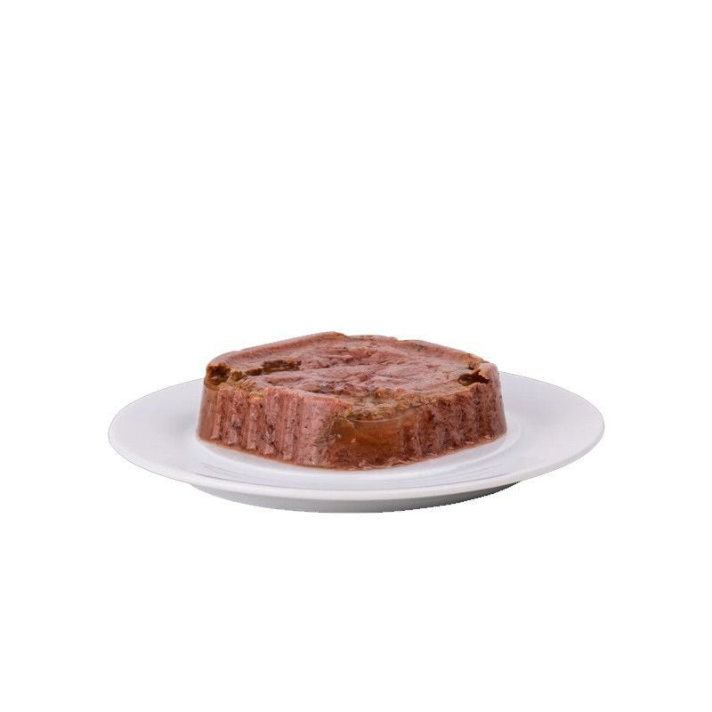 Vue détaillée de la terrine ouverte 1143667 Équilibre Instinct pour chat sur assiette blanche, montr