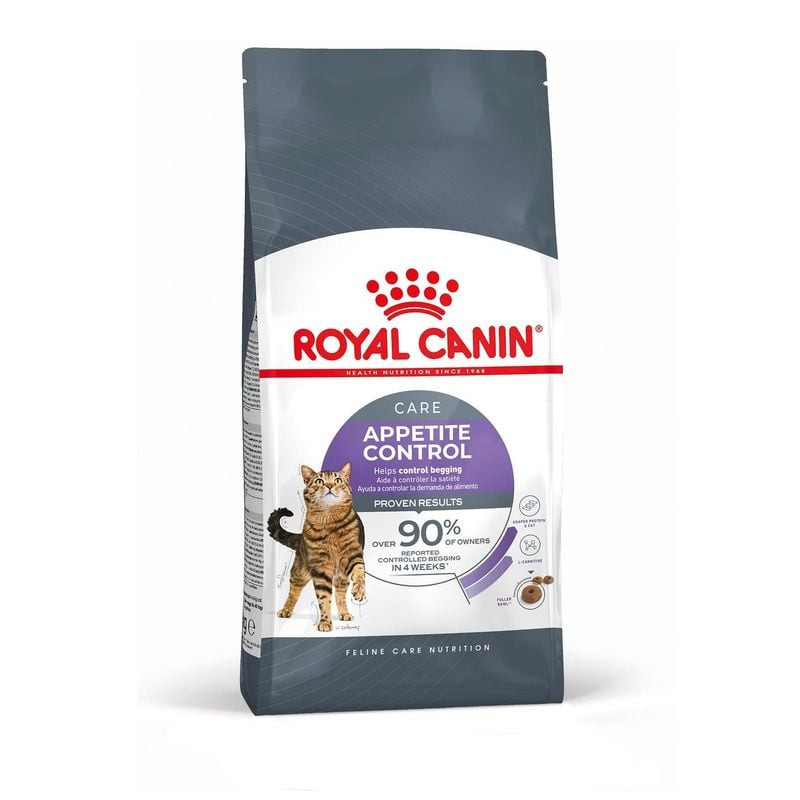 Packshot des croquettes ROYAL CANIN APPETITE CONTROL CARE pour chats adultes stérilisés, sac avec il