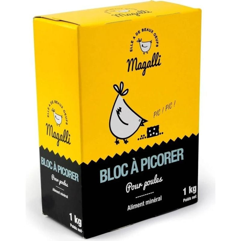 Bloc à picorer Magalli 1143414 - vue de face du bloc minéral naturel pour poules