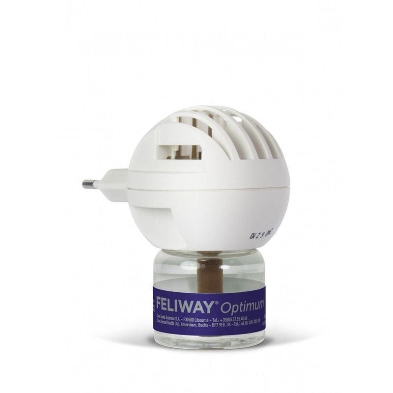 Emballage de recharge Feliway Optimum montrant les instructions d'utilisation et les informations de