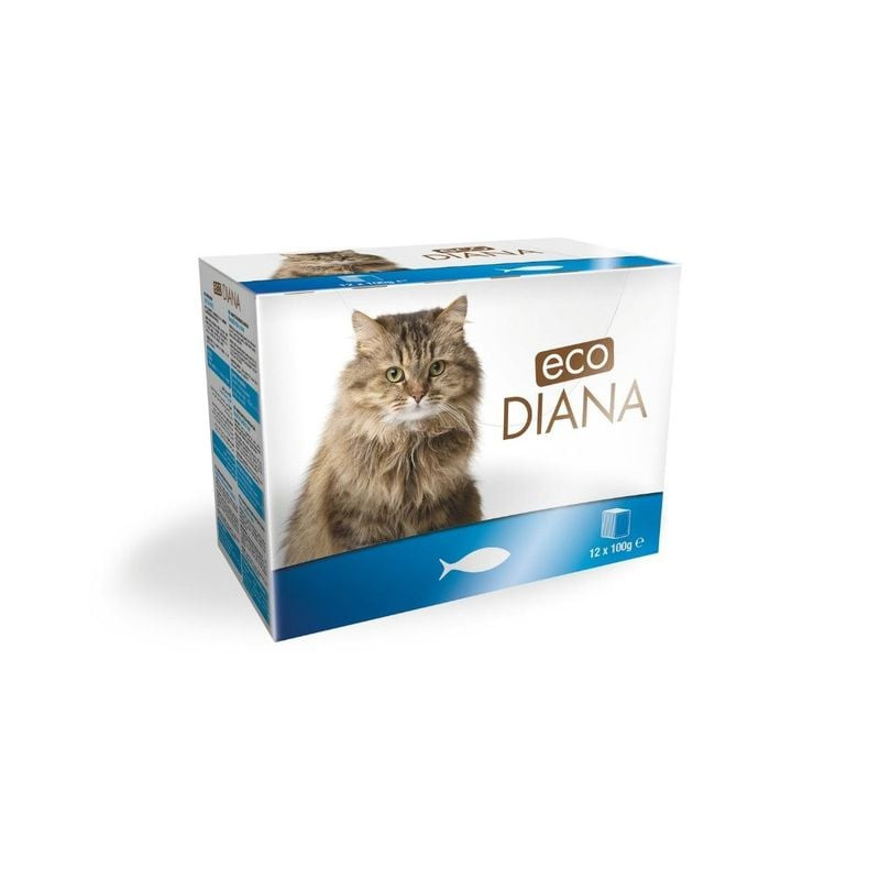 Packshot de 12 pochons de pâtée complète DIANA 1922126 au poisson