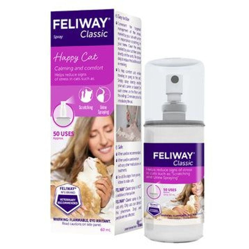 Flacon spray FELIWAY Classic pour chats avec formule aux phéromones pour réduire stress et anxiété