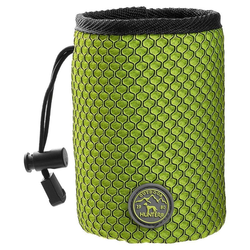 Sac de récompenses Hunter Hilo Basic vert lime pour chien, avec clip en plastique et fermeture à cor