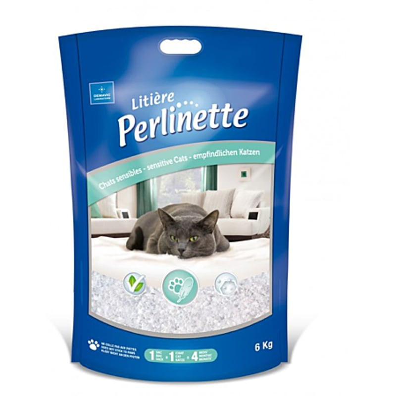 Packshot de la litière Perlinette sensible aux cristaux de silice ultra-fins, référence 1967327.