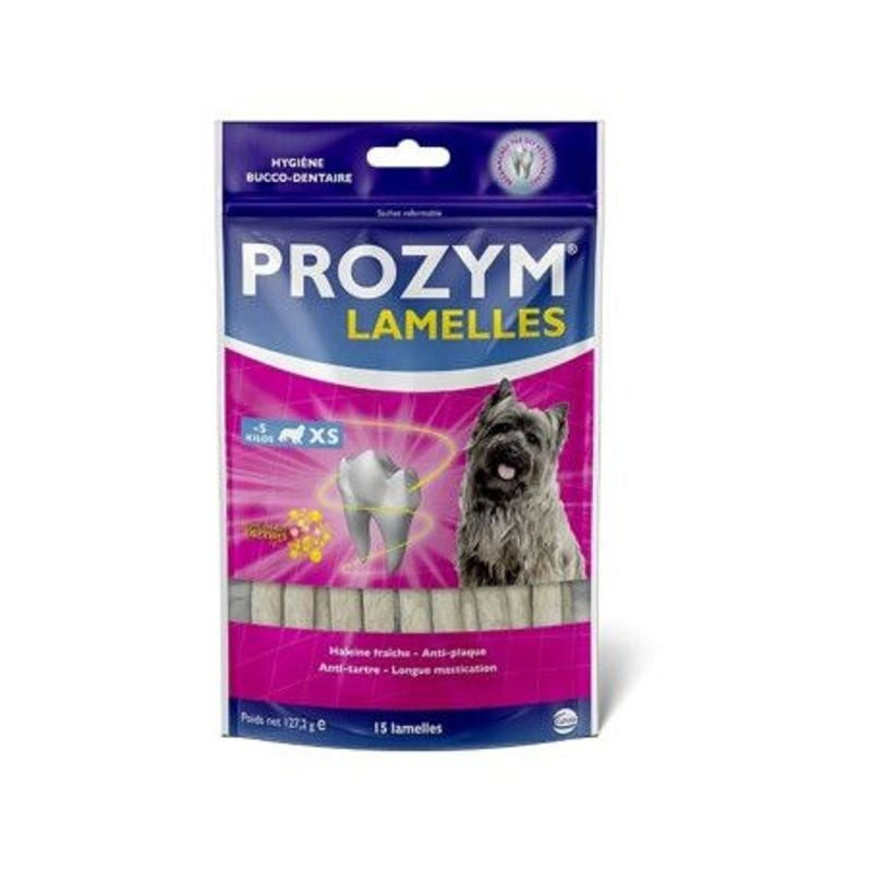 Paquet de friandises dentaires Prozym XS avec une petite friandise et formule enzymatique pour hygiè