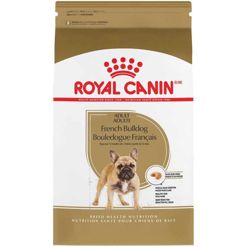 1967576 Emballage du sac de croquettes Royal Canin French Bulldog Adult sur fond blanc