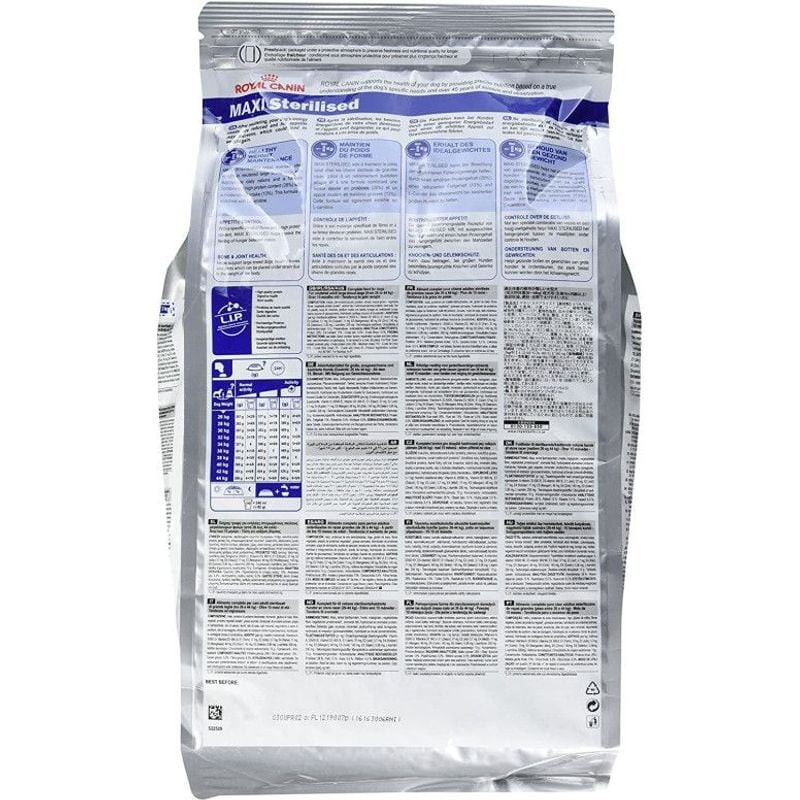 Royal Canin Maxi Stérilisé Adulte conseils d'alimentation et informations nutritionnelles
