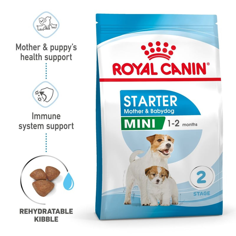 Sac de croquettes Royal Canin pour chiennes et chiots de petite race, représentant une chienne avec 