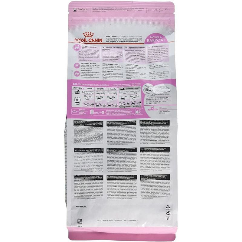 Ingrédients et bienfaits sur le sac Royal Canin Mother & Babycat