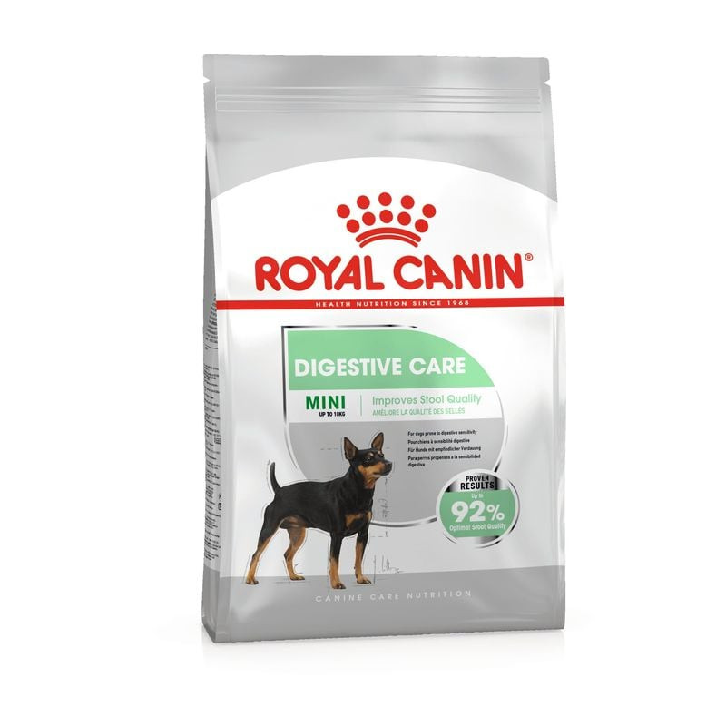 Packshot du sac de croquettes Royal Canin Mini Digestive Care pour chiens de petite race ayant des s