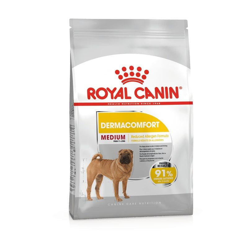 Sac de croquettes Royal Canin Medium Dermacomfort pour chiens adultes de taille moyenne à peau sensi