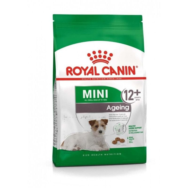 Sac Royal Canin Mini Ageing 12+ présentant les avantages nutritionnels pour les petits chiens âgés
