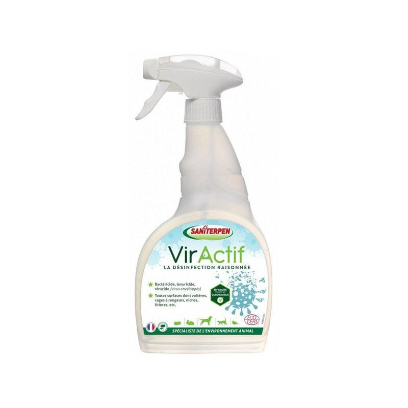 Packshot du flacon de 750 ml de spray désinfectant Saniterpen Viractif PAE 1968367 prêt à l'emploi.