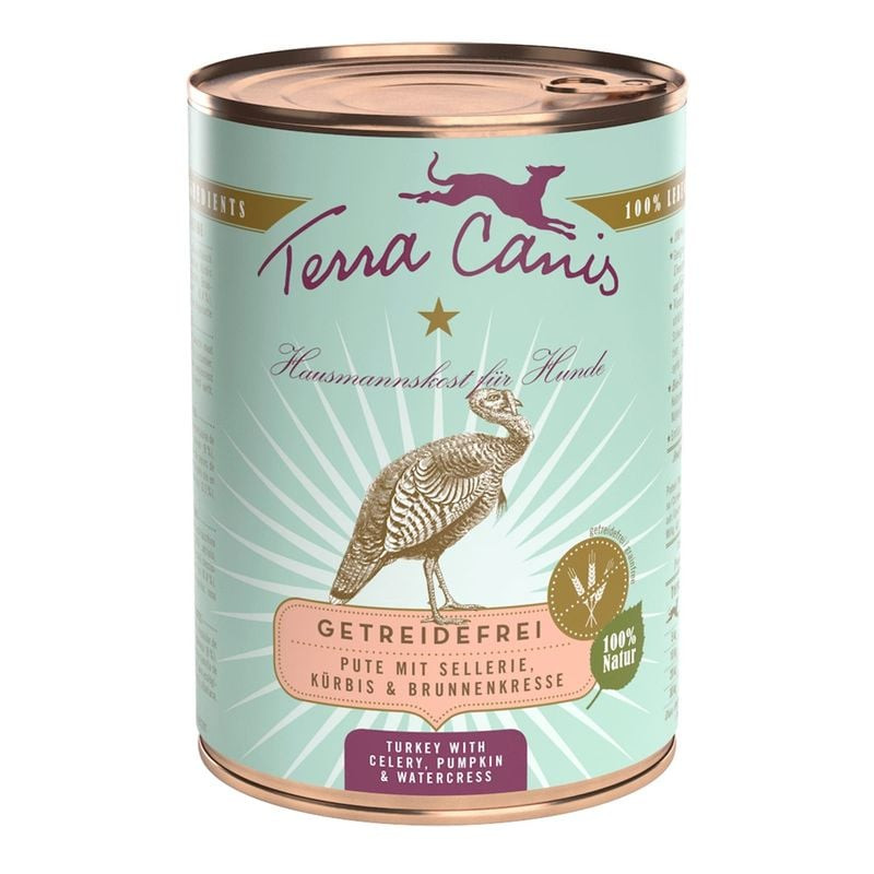 Packshot de la pâtée sans céréales pour chien Terra Canis 1968665 à la dinde et aux légumes