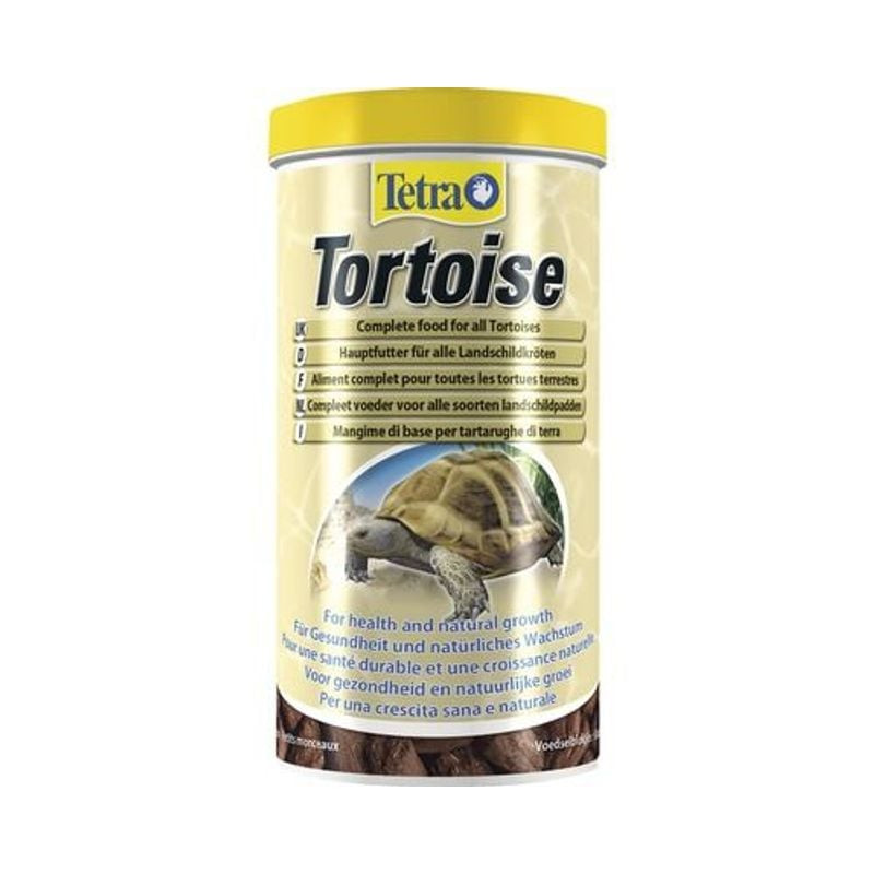 Packshot de Tetra Tortoise 1L, aliment complet pour tortues et reptiles, montrant un sac avec infos 