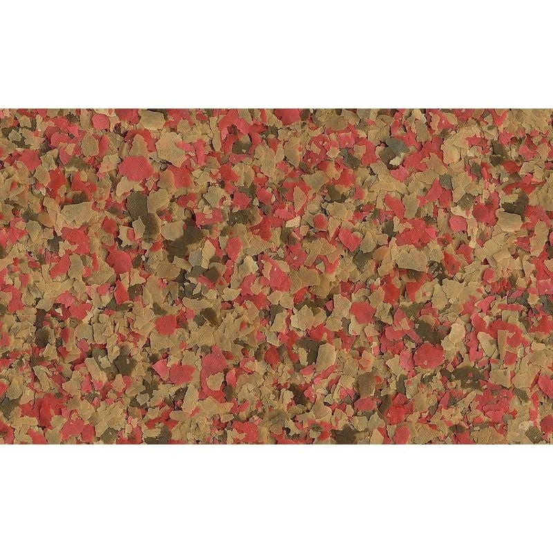 Gros plan sur les flocons Tetra 1968711 pour poissons rouges, montrant texture et couleur, avec des 