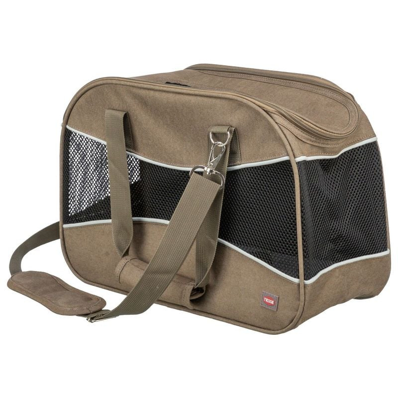 Sac de transport Trixie Alison pour chiens jusqu'à 8 kg, polyester gris avec panneaux en mesh et ouv