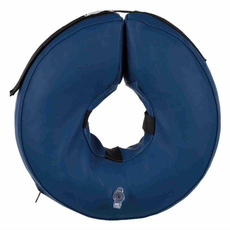 Collier gonflable protecteur TRIXIE pour chiens, taille M-L, gonflé sur fond blanc.