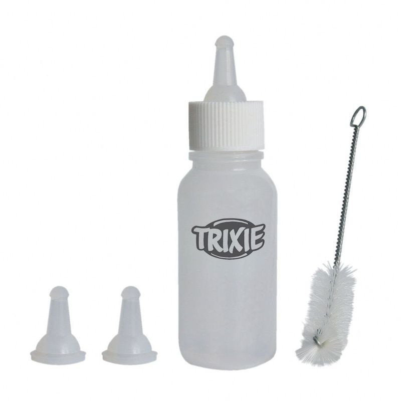 Set de biberon Trixie 57ml pour chiot chaton et petit rongeur avec biberon trois tétines en silicone