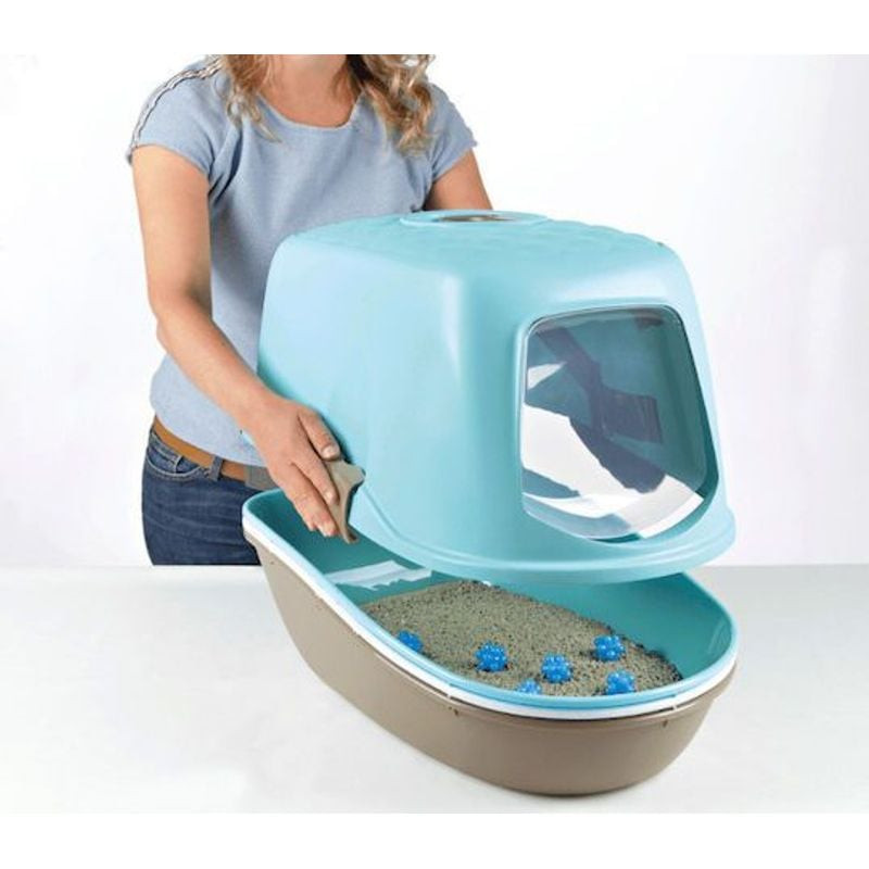 Gros plan du compartiment du filtre à charbon actif Trixie Berto Top sous le couvercle.