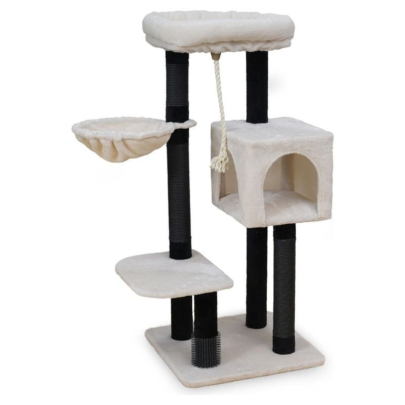 Arbre à chat DUVO Dave blanc et noir 48x48x110cm présenté en packshot sur fond uni