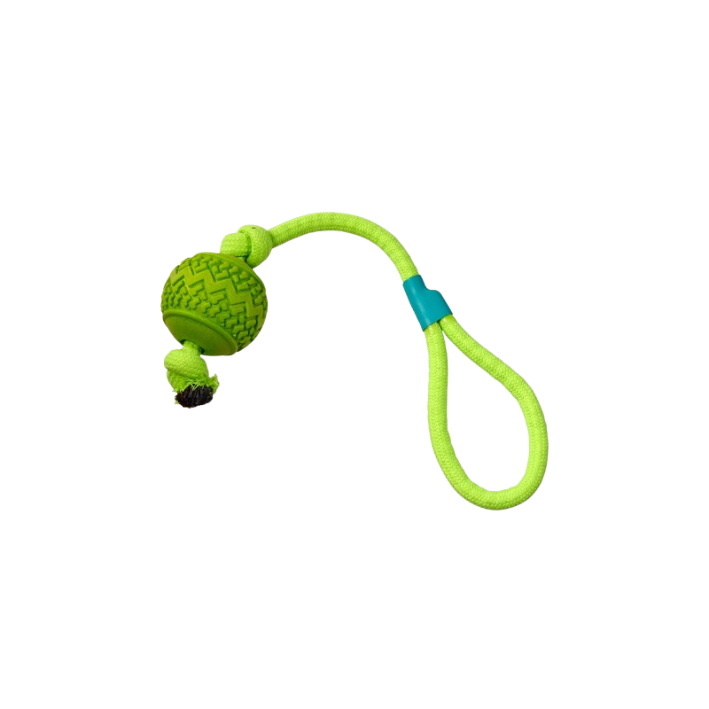 Vadigran 1143658 dog toy ball with attached rope, apple scented TPR material