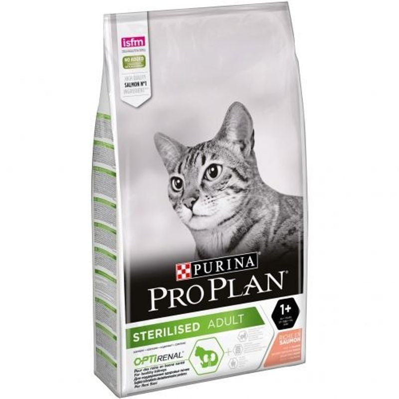 Packshot du sac de croquettes Purina Pro Plan Stérilisé Adulte au saumon, favorisant santé rénale et