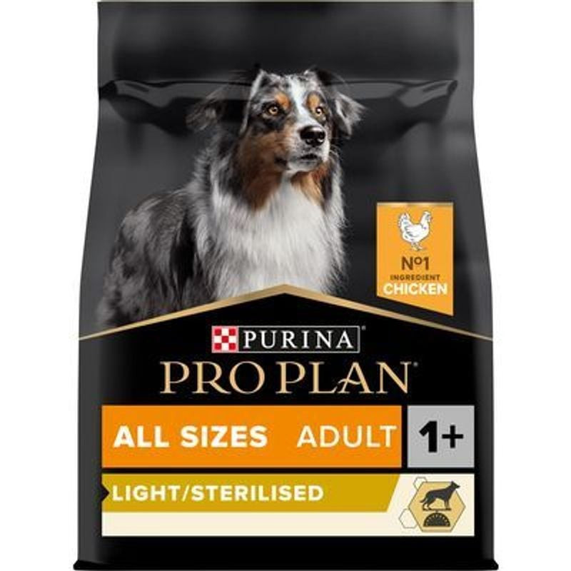 Vue de face du sac de croquettes Purina Pro Plan 1143511, formule au poulet pour chiens adultes stér