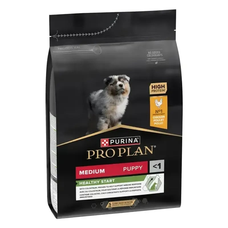 PROPLAN croquettes pour chiot de race moyenne au poulet et riz, vue avant.