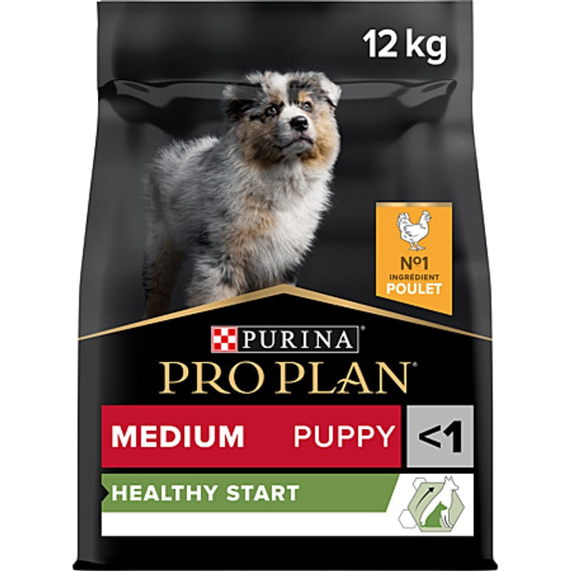 Guide d'alimentation et informations nutritionnelles imprimés au dos du sac de croquettes PRO PLAN p