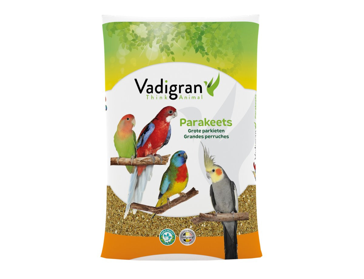 Front view of VADIGRAN 1143399 bird seed mix bag showing product name and seed mixture illustration.