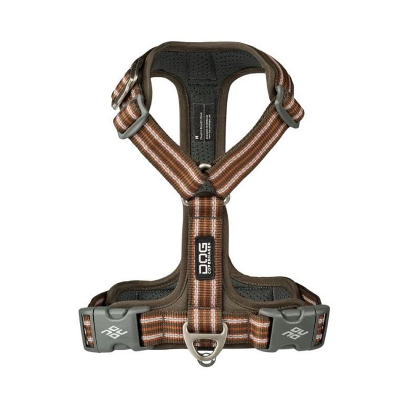 Harnais DOG COPENHAGEN Comfort Walk Air™ vue de face avec boucle en aluminium et sangles ajustables.
