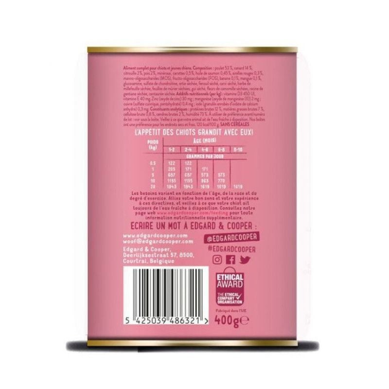 Vue détaillée de la texture de la pâtée Edgard & Cooper pour chiots, cuite à la vapeur.
