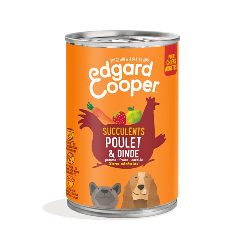 Packshot de la pâtée pour chien Edgard & Cooper 1963833, au poulet et à la dinde, avec emballage dur