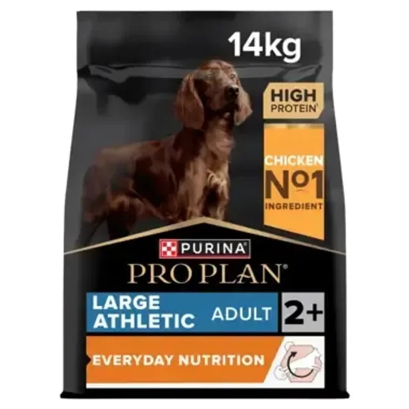 Sac de croquettes PRO PLAN pour chien adulte athlétique au poulet, vue de face.