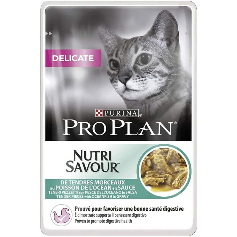 Deuxième visuel de l'aliment pour chat Purina Pro Plan Delicate mettant en avant les détails de l'em