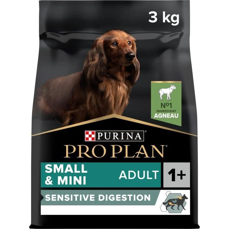 Détail du sac de croquettes Purina Pro Plan 1967387 montrant les ingrédients et l'analyse garantie.