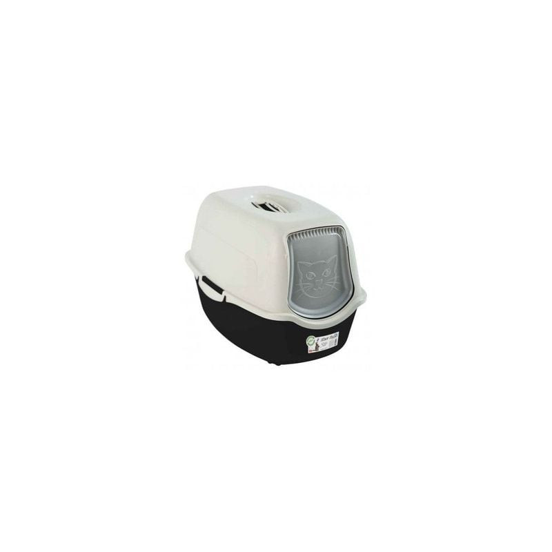 Litière couverte en plastique recyclé Rotho My Pet Bailey avec porte battante et filtre à charbon, v